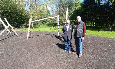 Cllr Jonathan Bianco and Cllr Eddie Lavery open the new playground at Cranford Park