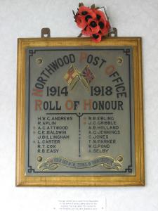 Roll of Honour Plaque at Northwood Post Office