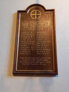 Wooden Tablet WW2 at Holy Trinity Church