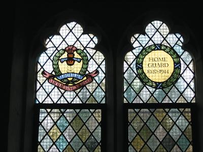 Stain Glass Window Middlesex Regt and Home Guard at St Giles Church
