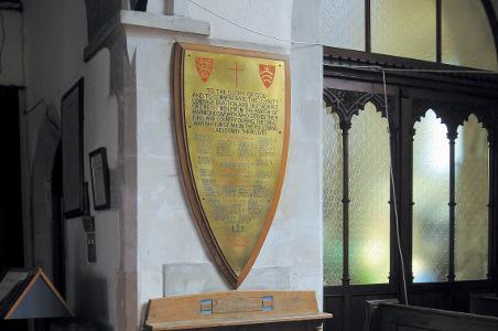 Enamelled Brass Shield at the Church of St Mary the Virgin