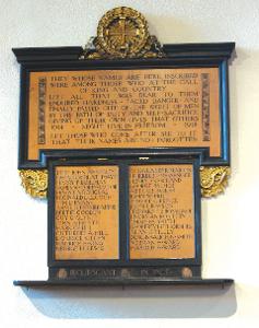 Wooden Tablet WW1 at Holy Trinity Church