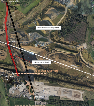  The realigned road will be raised on an embankment that forms part of the 'cut and cover' Copthall Tunnel, which the HS2 railway will travel through underneath.