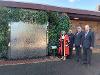 Photo of Mayor, Consort, Cllr Edwards and Cllr Lavery beside COVID memorial at Breakspear Crematorium