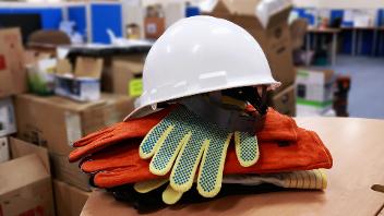 hard hat and glove