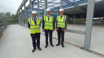 Cllrs Bianco, Edwards and Lavery at the topping out of the Platinum Jubilee Leisure Centre in West Drayton