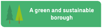 Council Strategy - Green sustainable icon with text