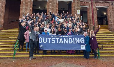 Children's services staff celebrating 