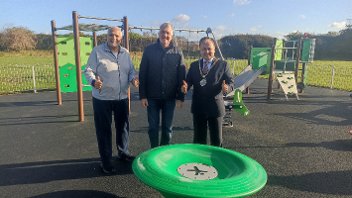 The Mayor of Hillingdon, Cllr Roy Chamdal and Cllr Eddie Lavery open the newly-refurbished playground in St Peter's Road, Cowley