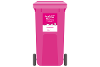 Graphic of pink recycling wheelie bin for small electricals