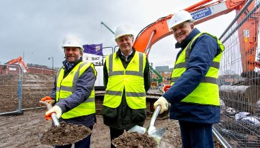 Cllr Jonathan Bianco, Cllr Martin Goddard and Cllr Eddie Lavery officially breaking ground at the Hayes and Avondale estate regeneration sites