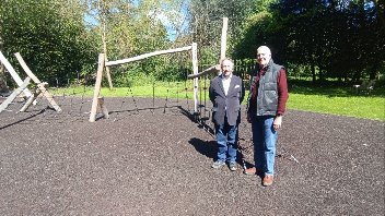 Cllr Jonathan Bianco and Cllr Eddie Lavery open the new playground at Cranford Park