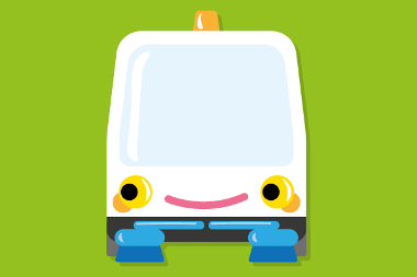 Cartoon graphic of a street sweeper