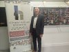 Cllr Eddie Lavery next to the Heritage Membership pull-up banner at the Battle of Britain Bunker