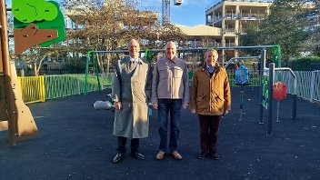 Cllrs Edwards, Bianco and Lavery visit the new accessible playground in Yiewsley Rec