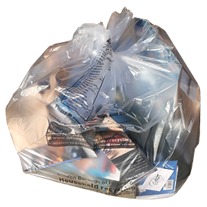 Clear bag of dry mixed recycling