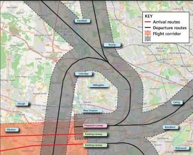 Heathrow flight path map