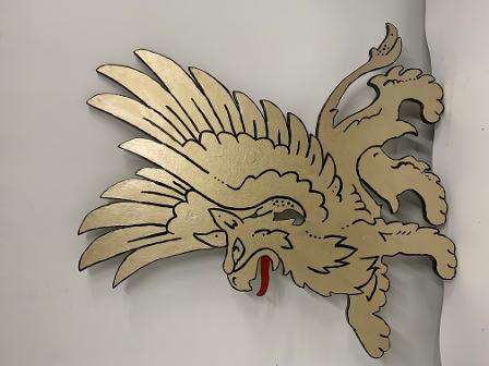 The US Griffin emblem for 2119 Communications Squadron, taken from the side of the 'Uniter' building, c.1996.