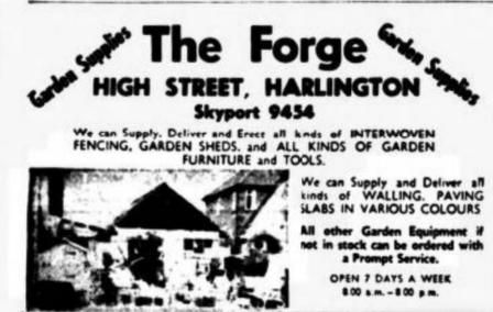 Old advert for The Forge, Harlington