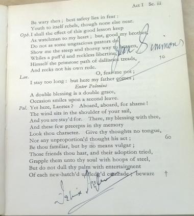 Signed copy of Hamlet