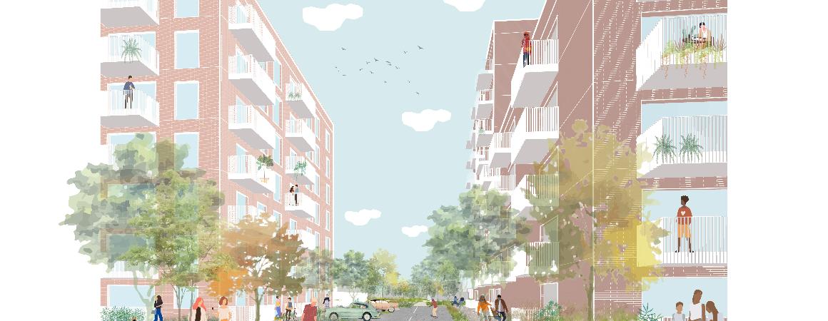 Artist impression of Inner Street on Hayes Town Centre Estate