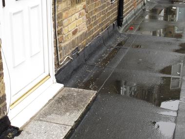 Maggots across the front doorway due to leaking sewage pipe