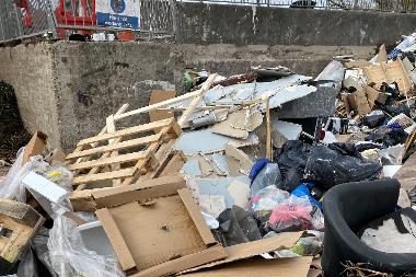 A pile of rubbish dumped by Patrick Stokes at Harefield Civic Amenity Site without paying